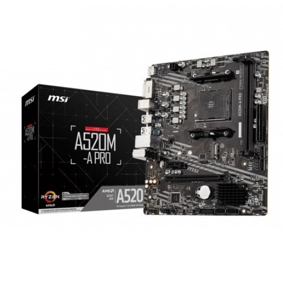 MSI A520M-A Pro AM4 AMD Micro-ATX Motherboard MSI A520M-A Pro AM4 AMD Micro-ATX Motherboard