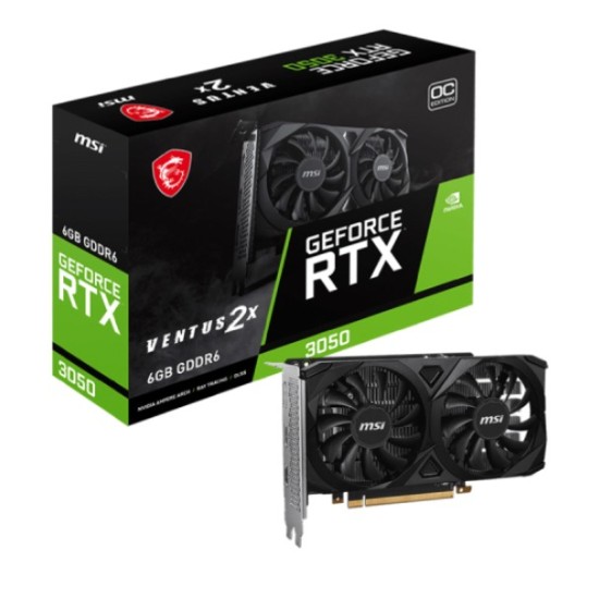 MSI GeForce RTX 3050 VENTUS 2X 6G OC GDDR6 Graphics Card MSI GeForce RTX 3050 VENTUS 2X 6G OC GDDR6 Graphics Card