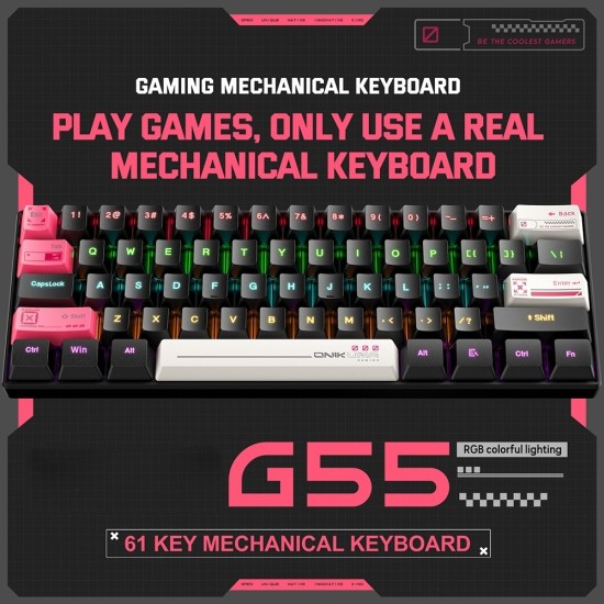 ONIKUMA G55 61 Keys RGB Colorful Lighting Wired Gaming Mechanical Keyboard – Brown Switch