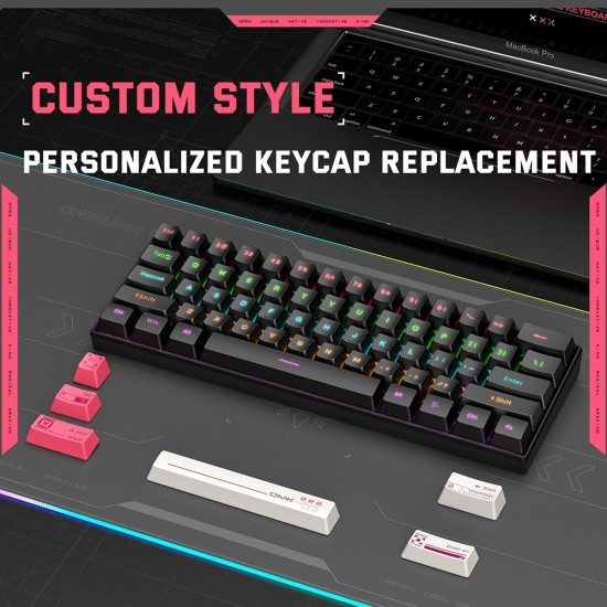 ONIKUMA G55 61 Keys RGB Colorful Lighting Wired Gaming Mechanical Keyboard – Brown Switch