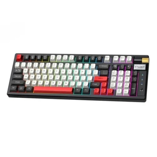 T-Wolf T70 Tri Mode Hotswappble RGB Mechanical Gaming Keyboard - White Black T-Wolf T70 Tri Mode Hotswappble RGB Mechanical Gaming Keyboard - White Black